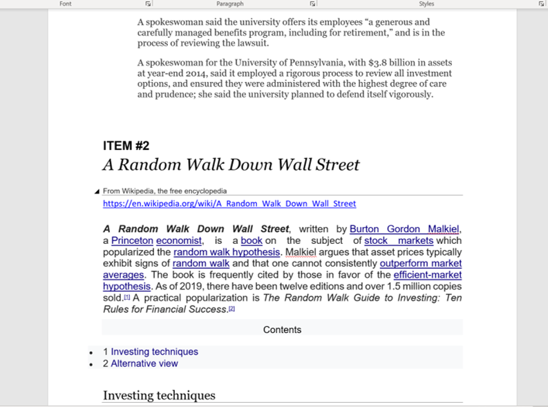 ITEM #1 LEARNING FROM THE HEADLINES True to the