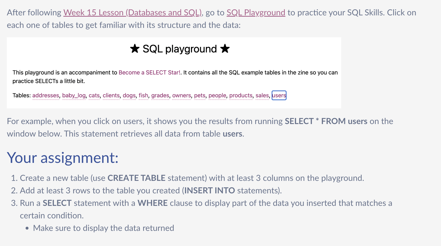 After following Week 1 5 Lesson ( Databases and