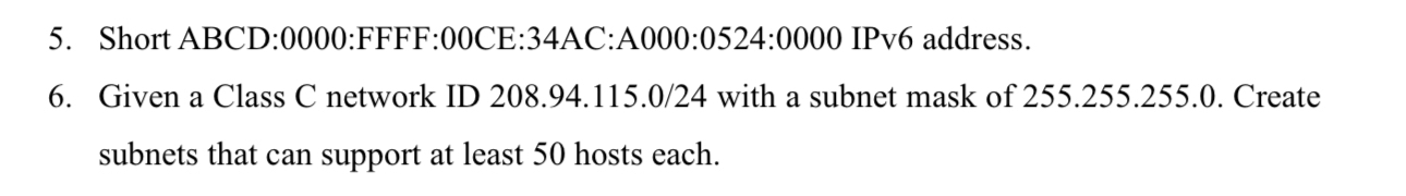 Short ABCD: 0 0 0 0 :FFFF: 0 0 CE: 3 4 AC:A 0 0 0