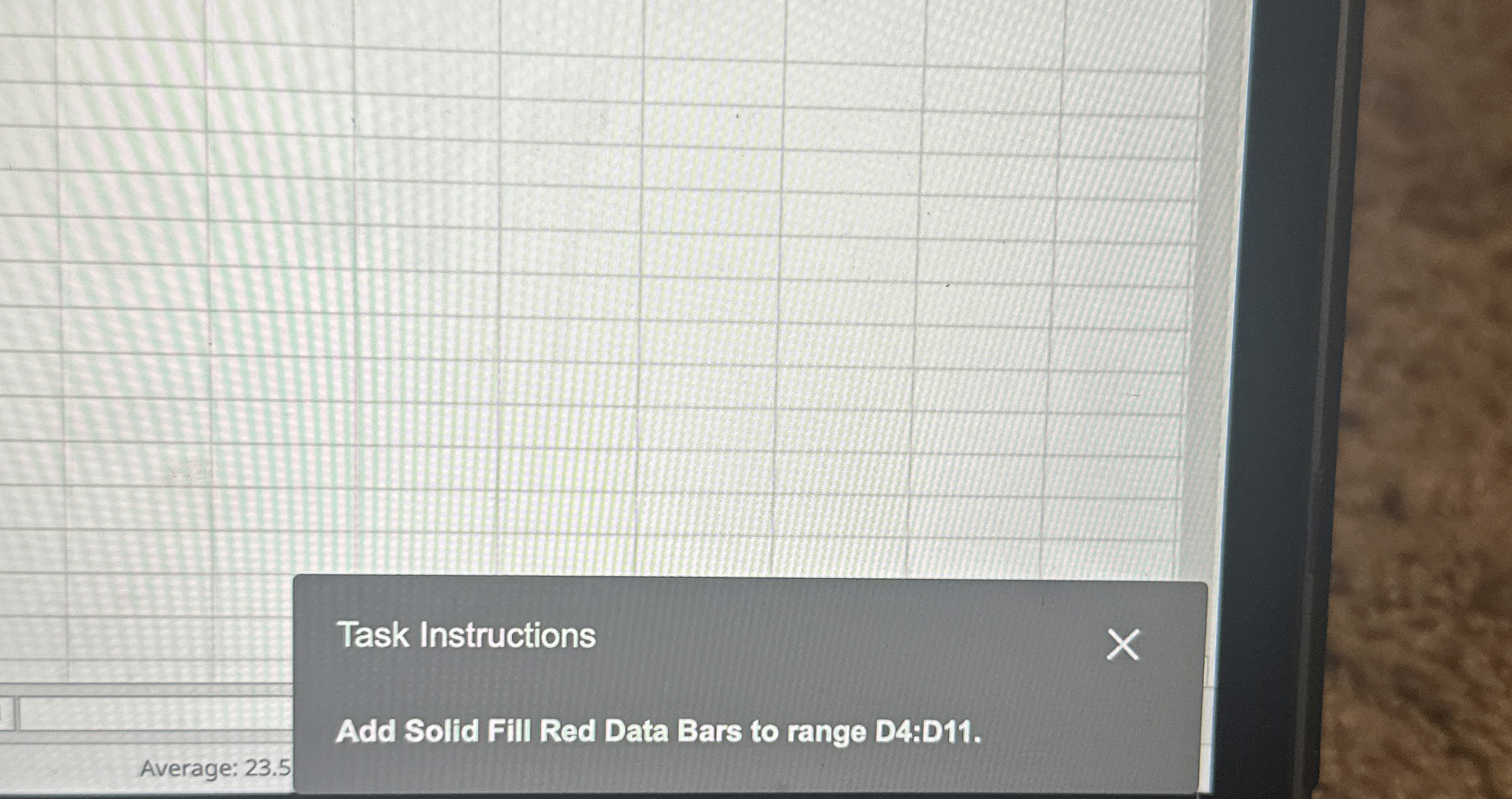 Task Instructions Add Solid Fill Red Data Bars to