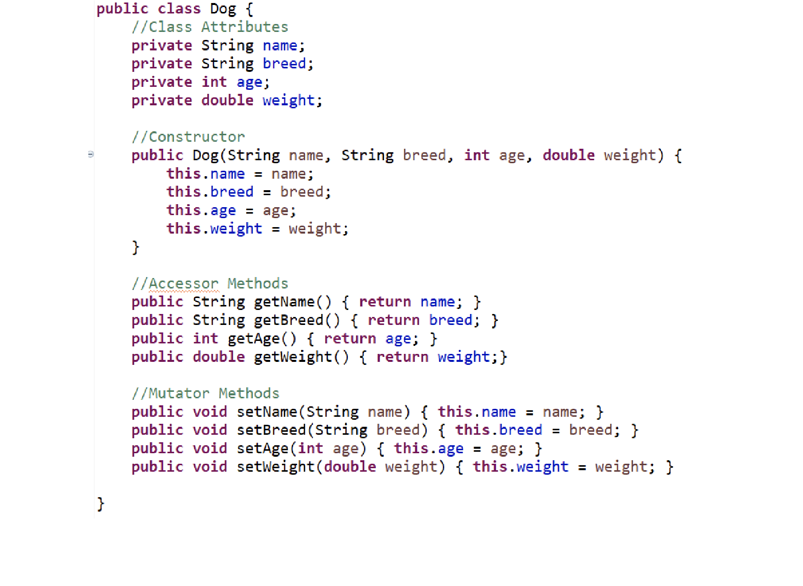 Create the UML for the following class.public