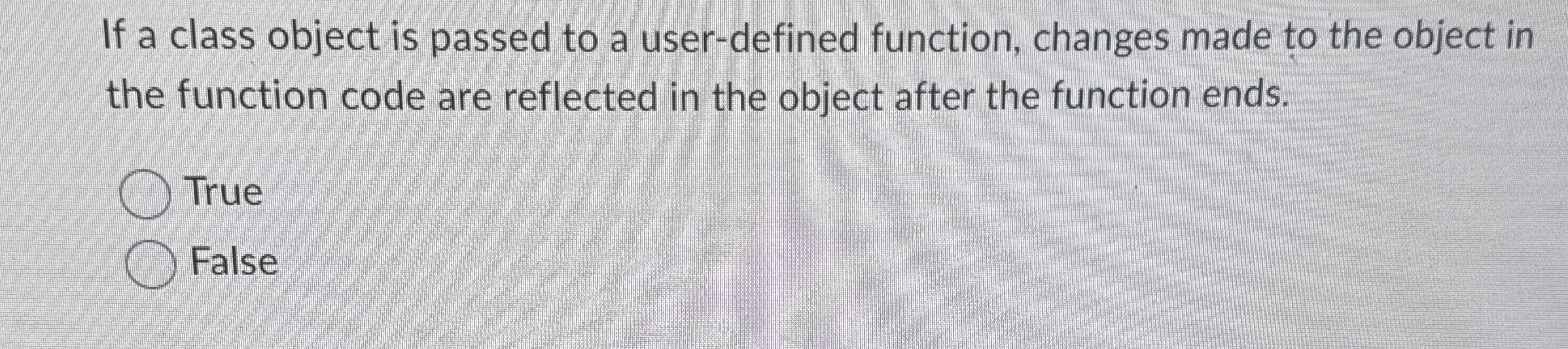 If a class object is passed to a user - defined