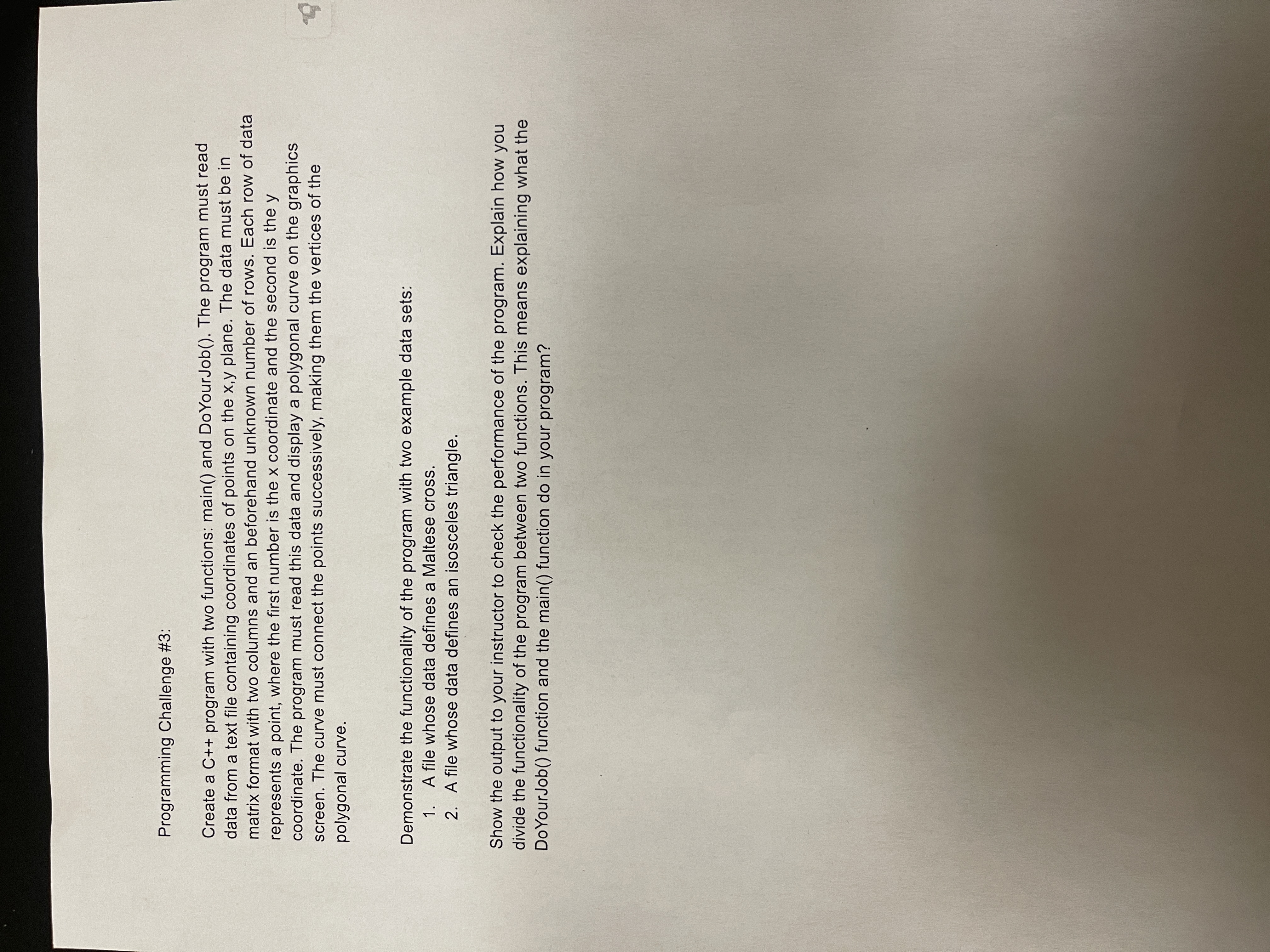 Programming Challenge # 3 : Create a C + +