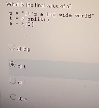 What is the final value of a ? s =