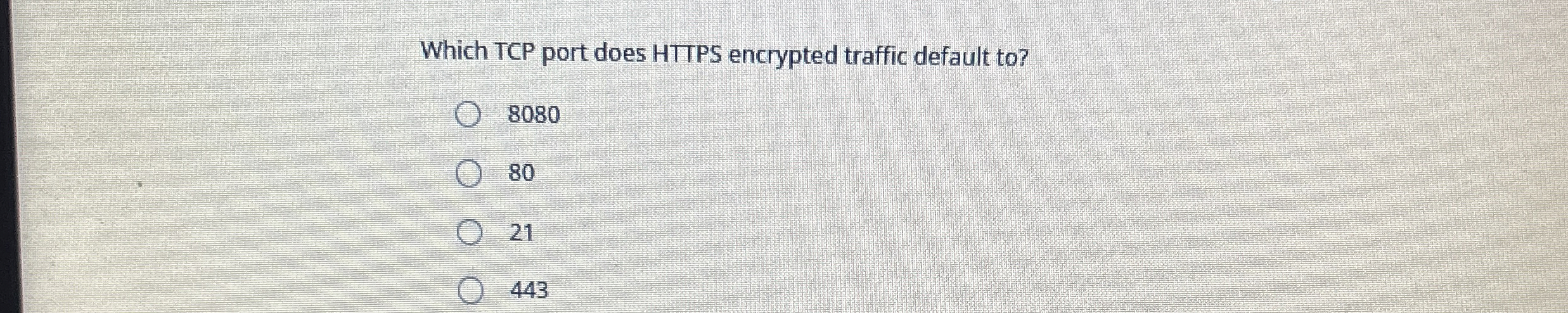 Which TCP port does HTTPS encrypted traffic