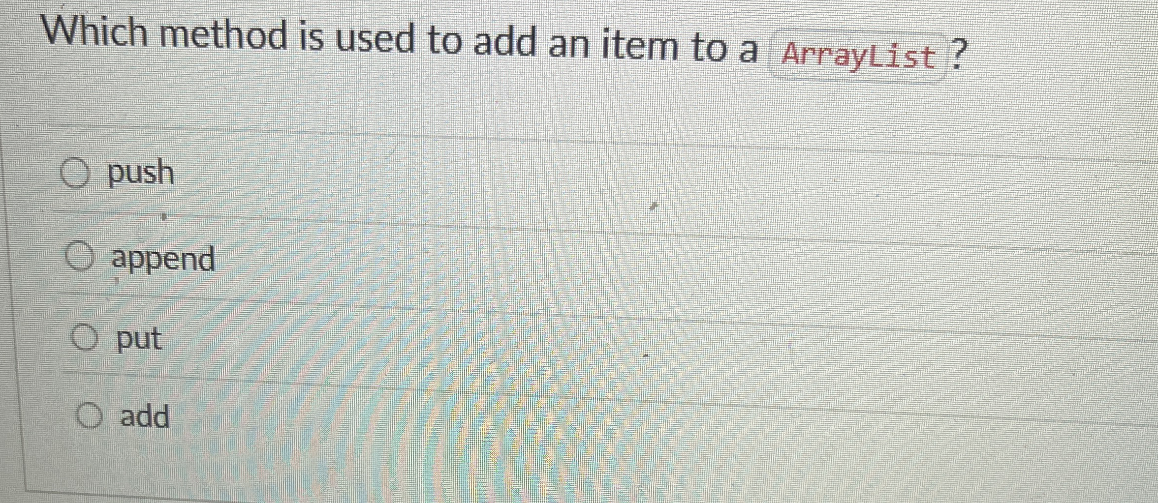 Which method is used to add an item to a