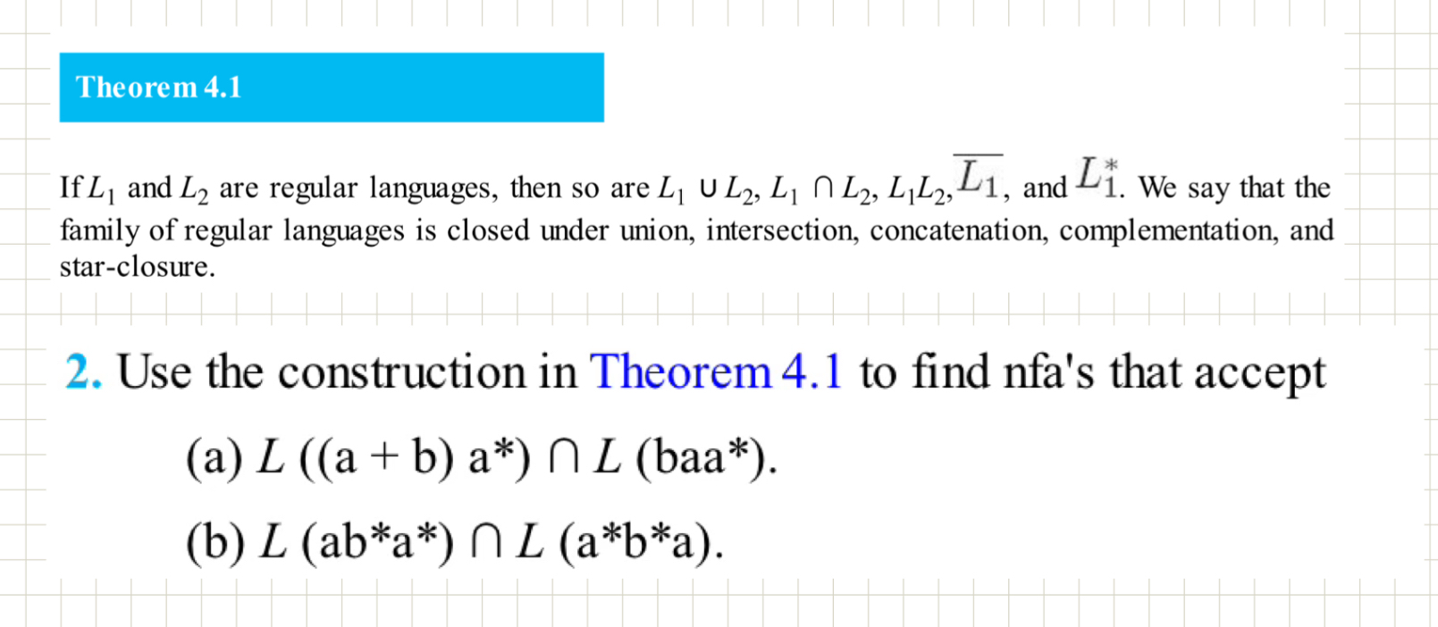 Theorem 4 . 1 If L 1 and L 2 are regular