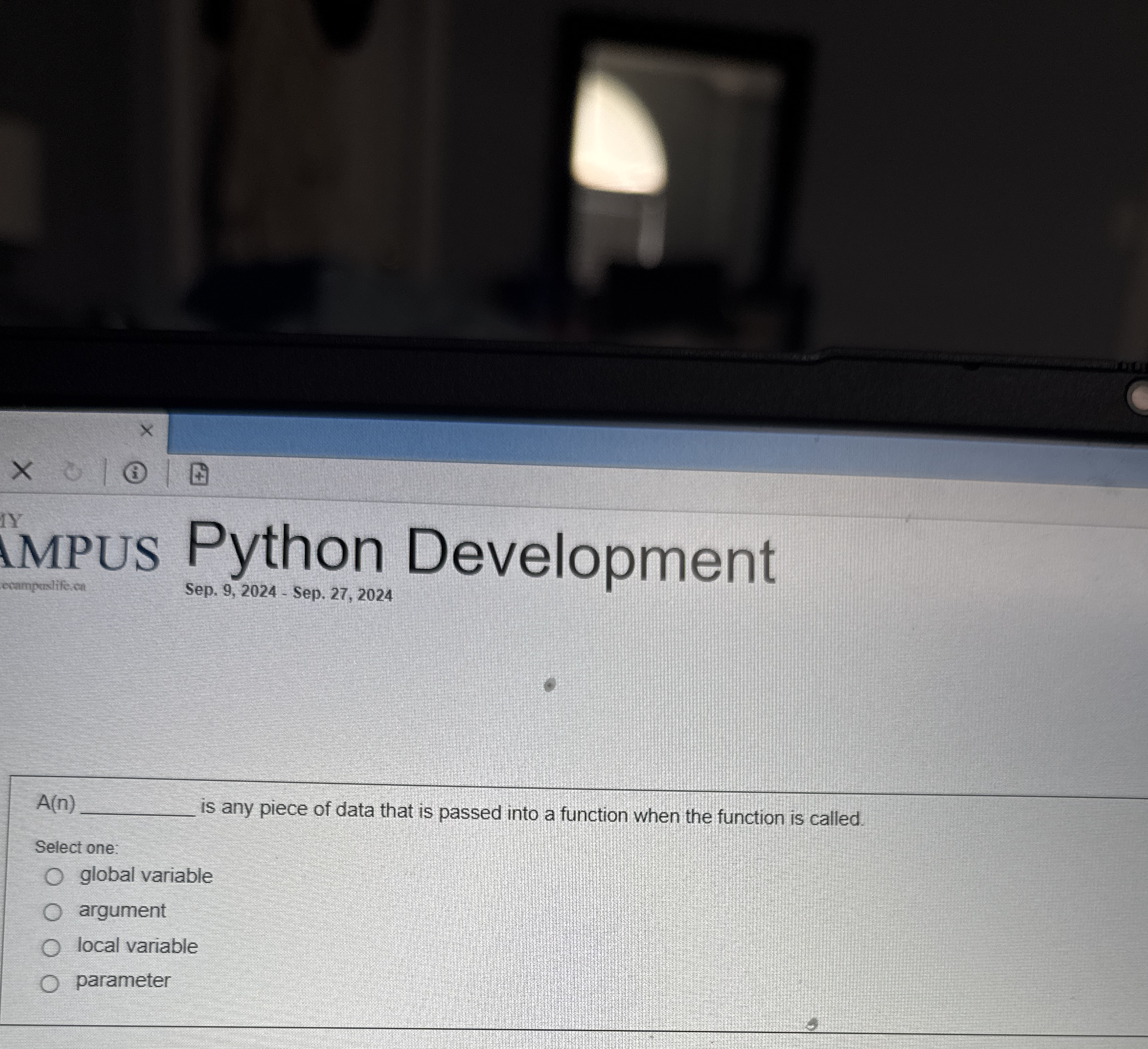 A ( is any piece of data that is passed into a