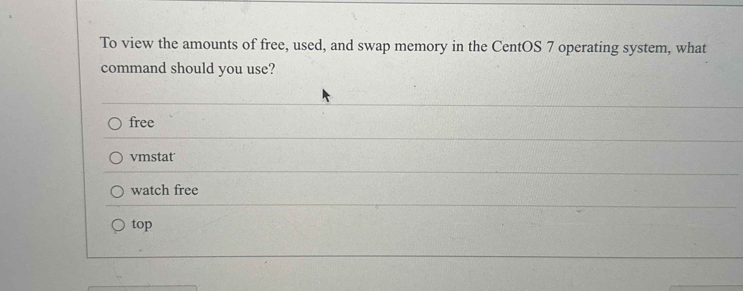 To view the amounts of free, used, and swap