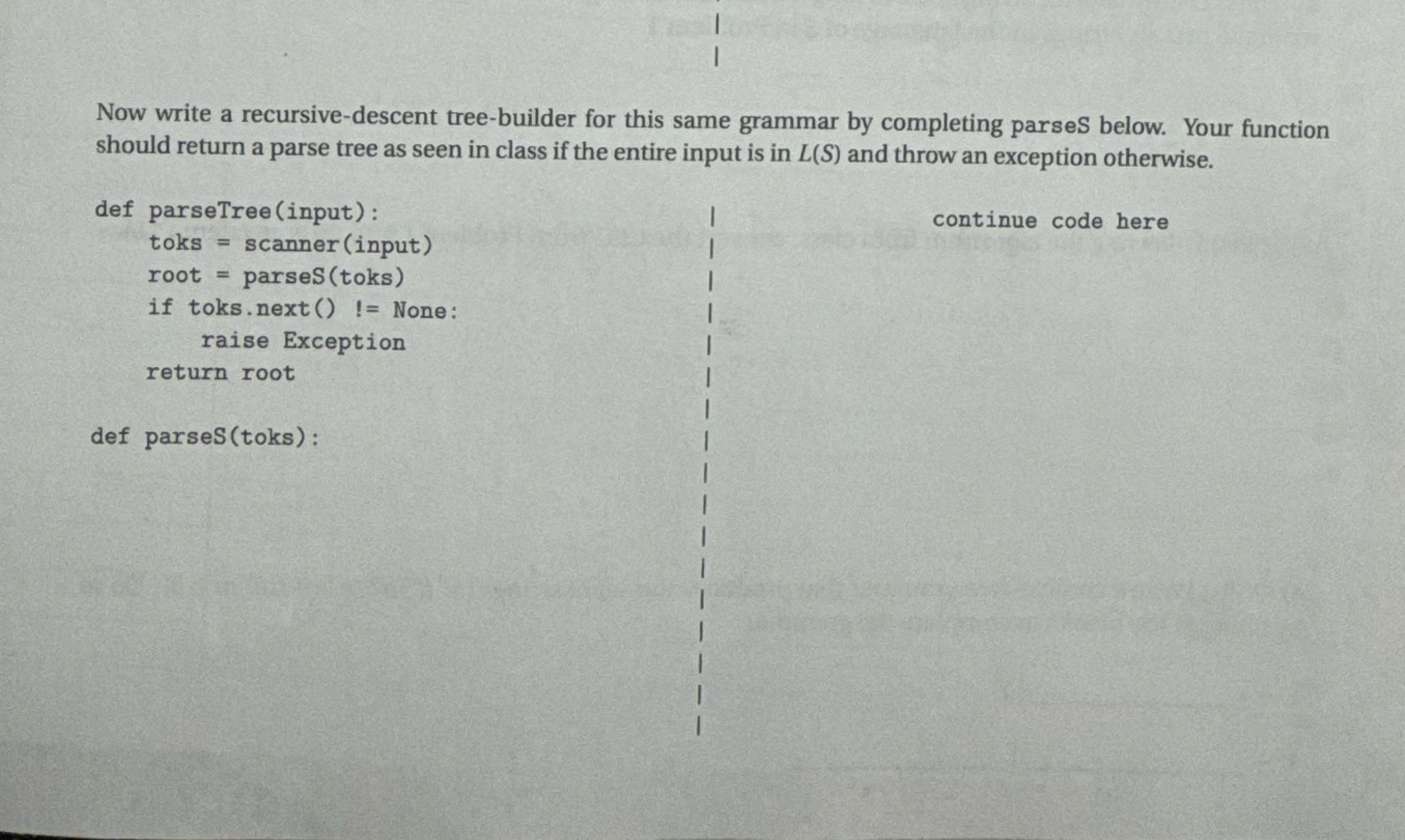 Now write a recursive - descent tree - builder
