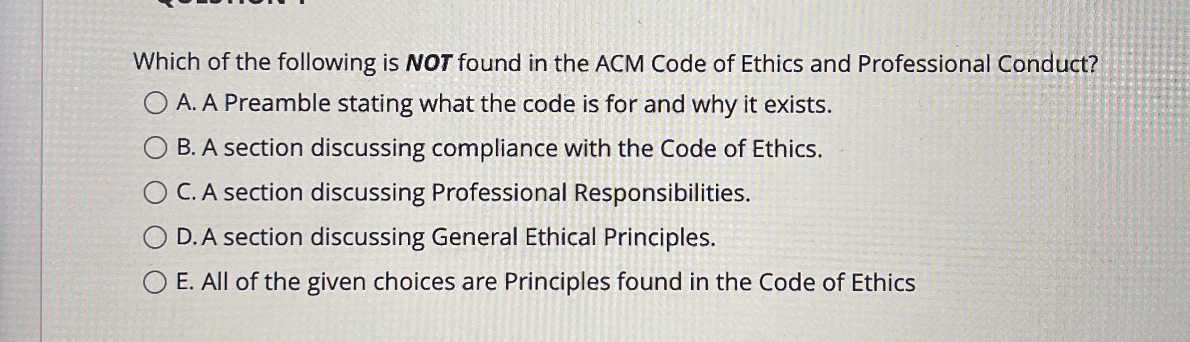 Which of the following is NOT found in the ACM