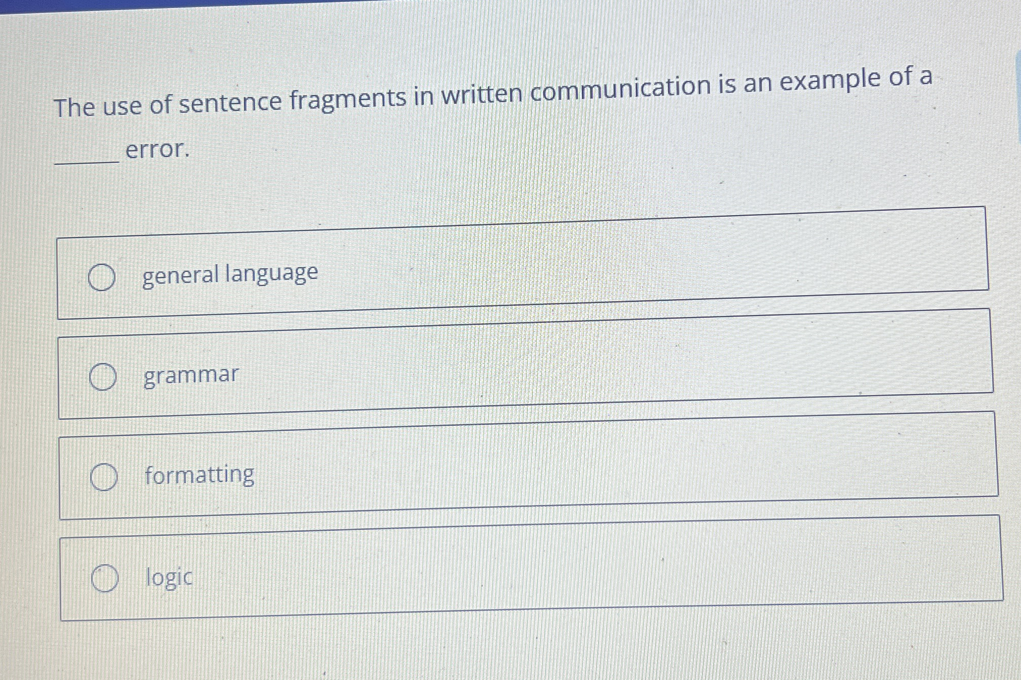 The use of sentence fragments in written