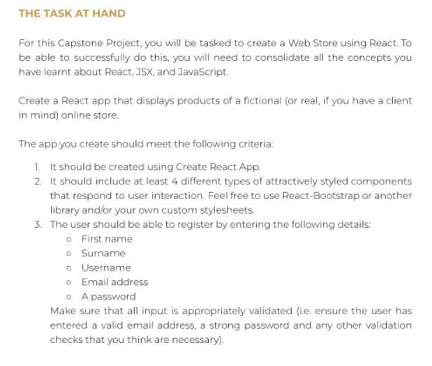 THE TASK AT HAND For this Capstone Project, you