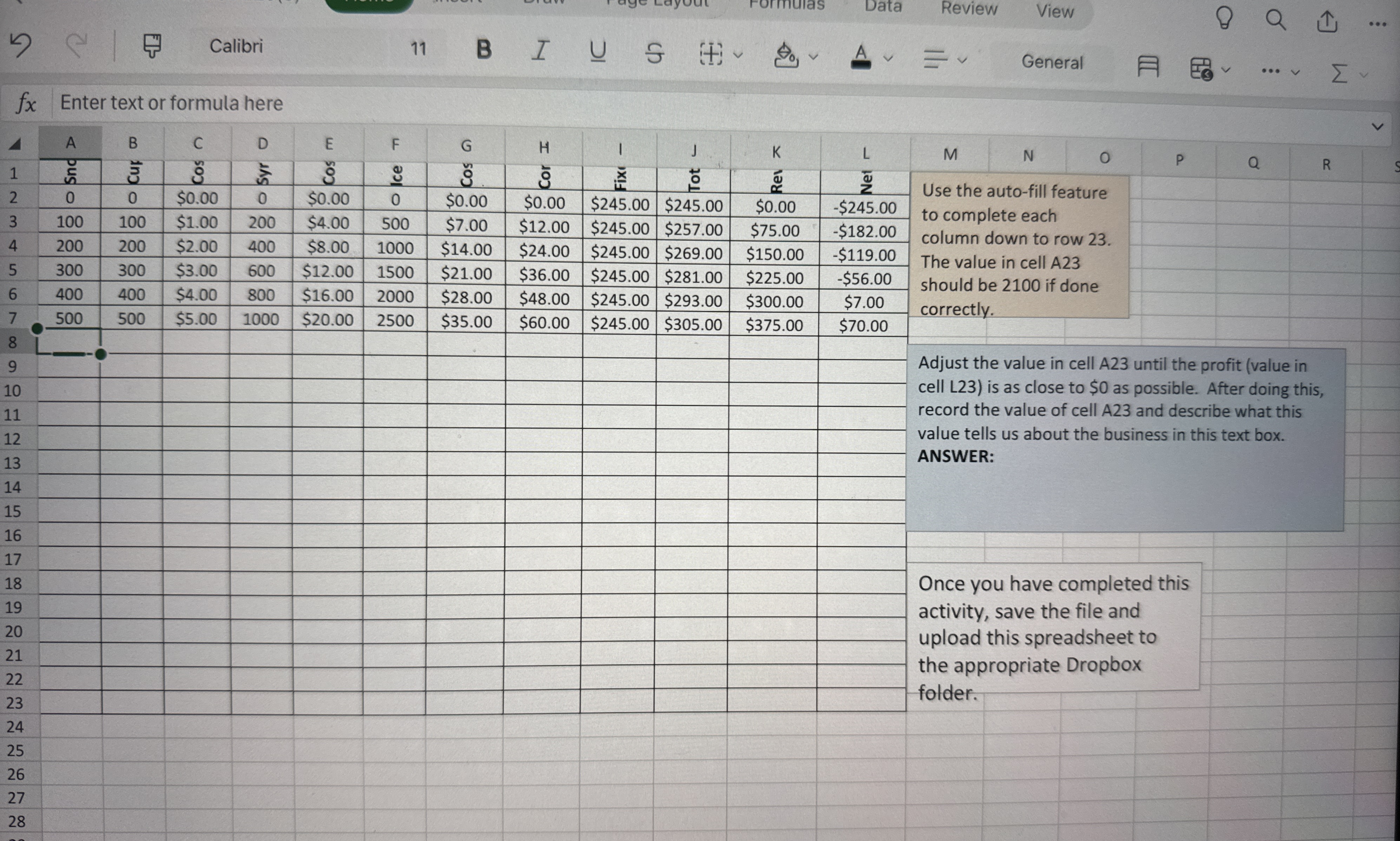 Use the auto - fill feature to complete each