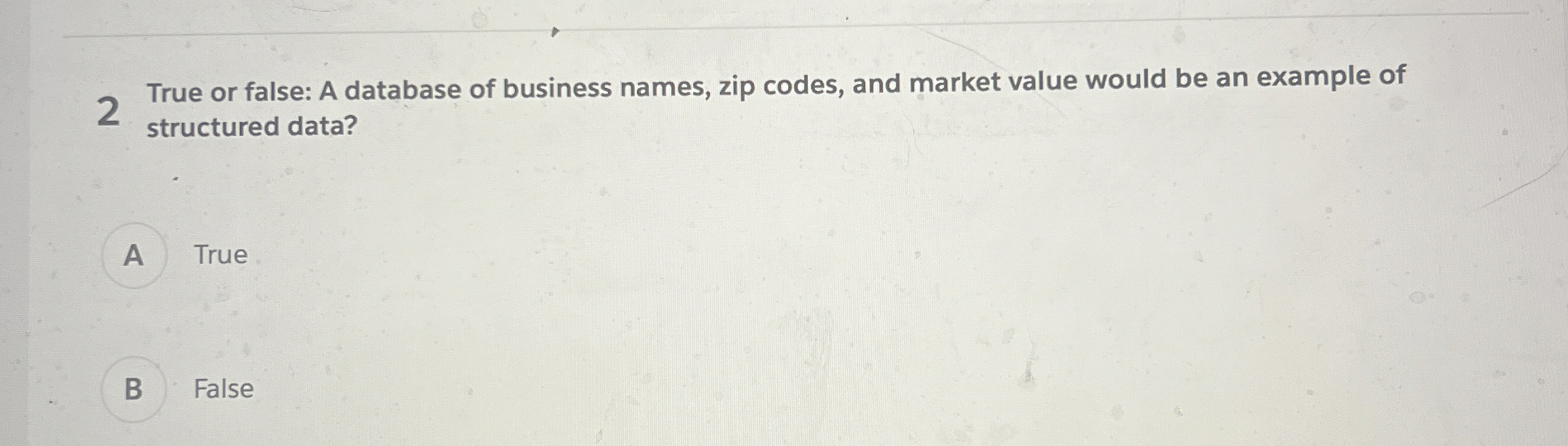 2 True or false: A database of business names,