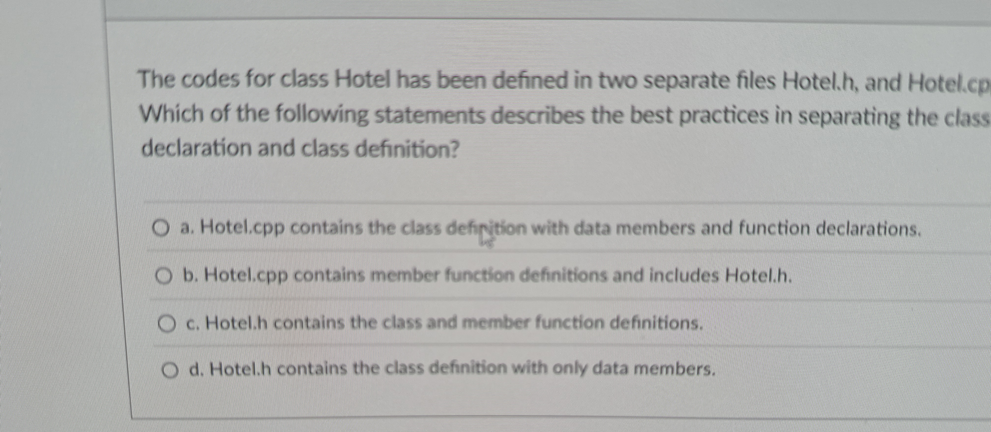 The codes for class Hotel has been defined in two