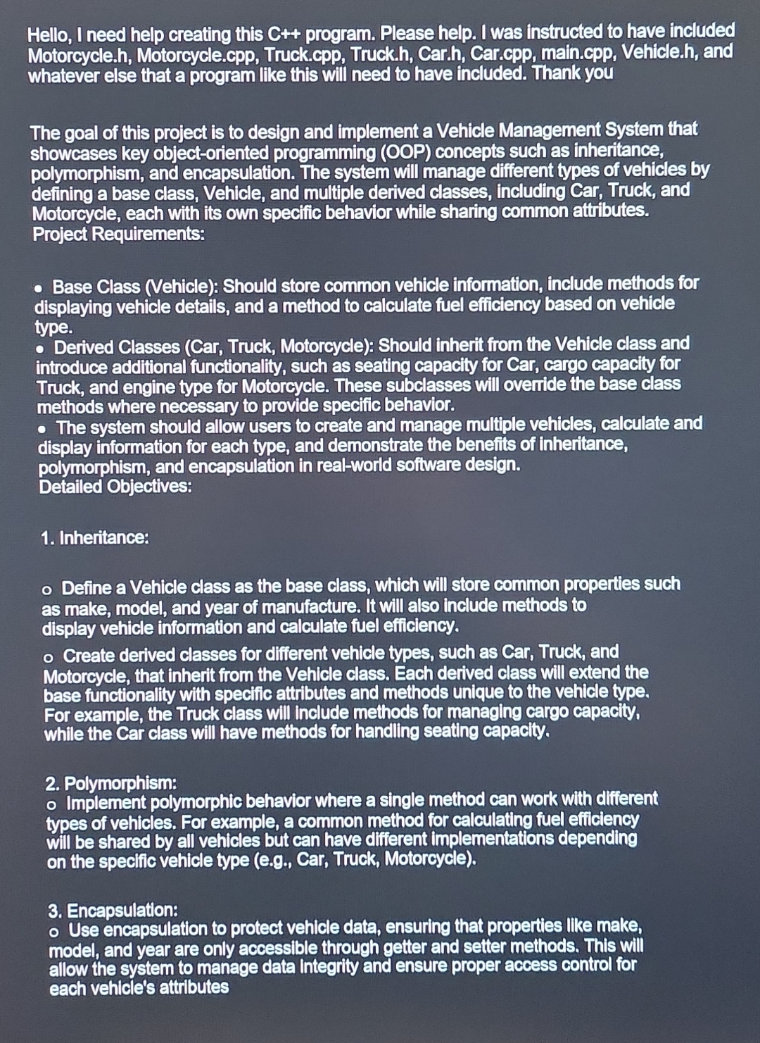Hello, I need help creating this C + + program.