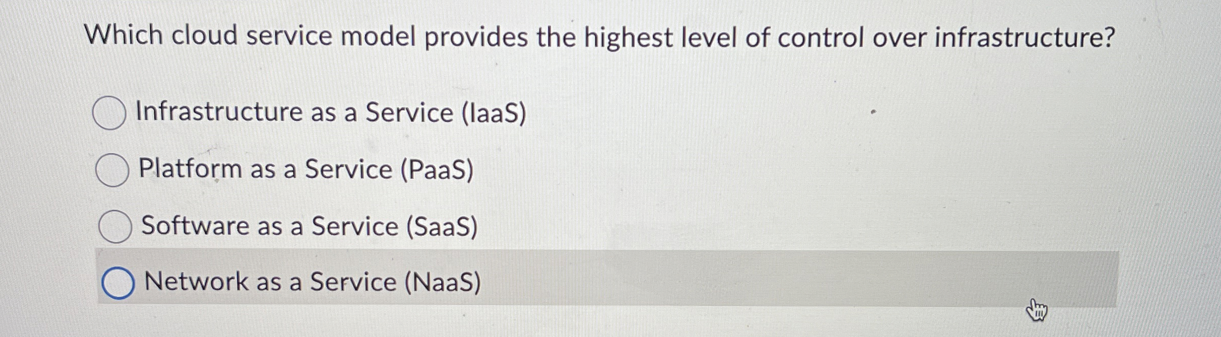 Which cloud service model provides the highest