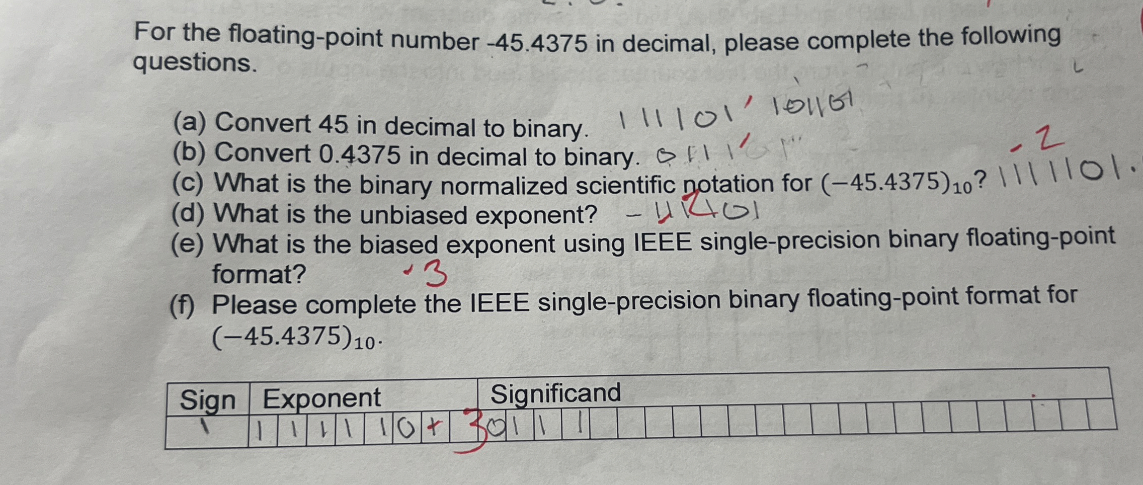 For the floating - point number - 4 5 . 4 3 7 5