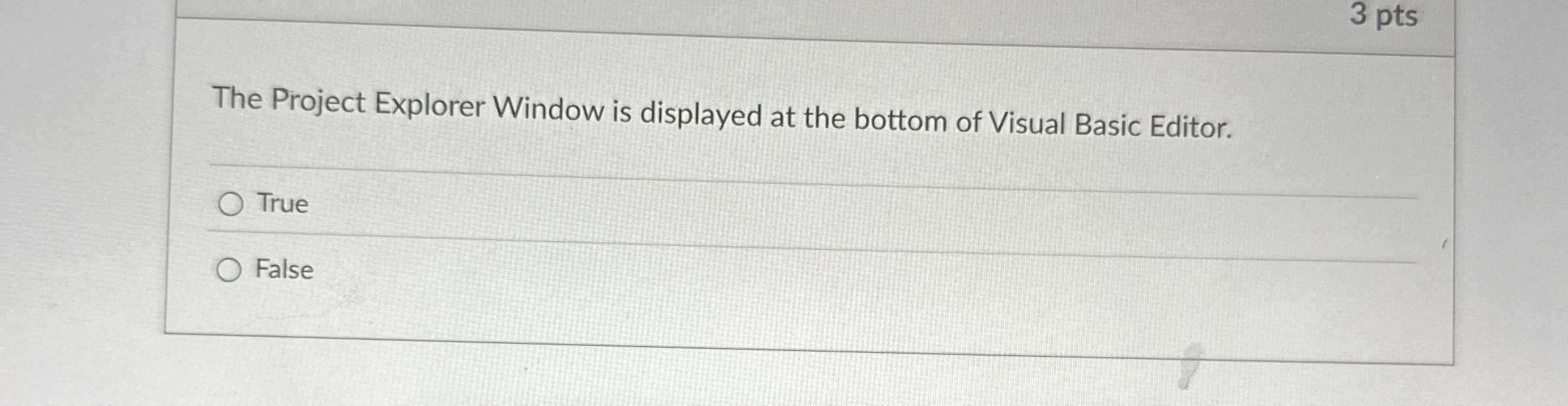 3 pts The Project Explorer Window is displayed at