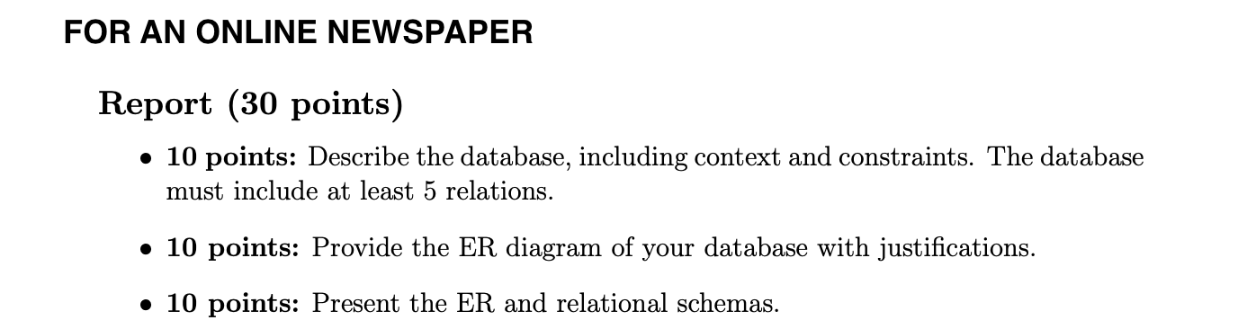 FOR AN ONLINE NEWSPAPER Report ( 3 0 points ) - 1
