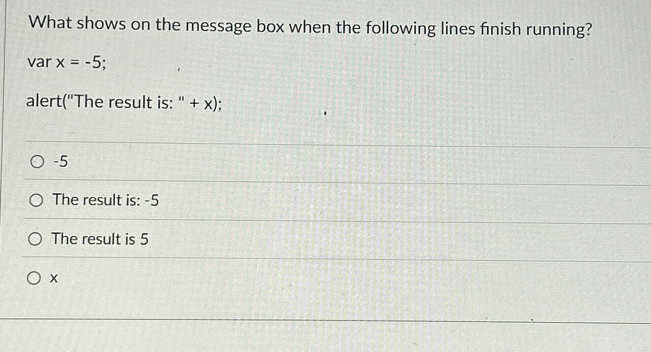 What shows on the message box when the following