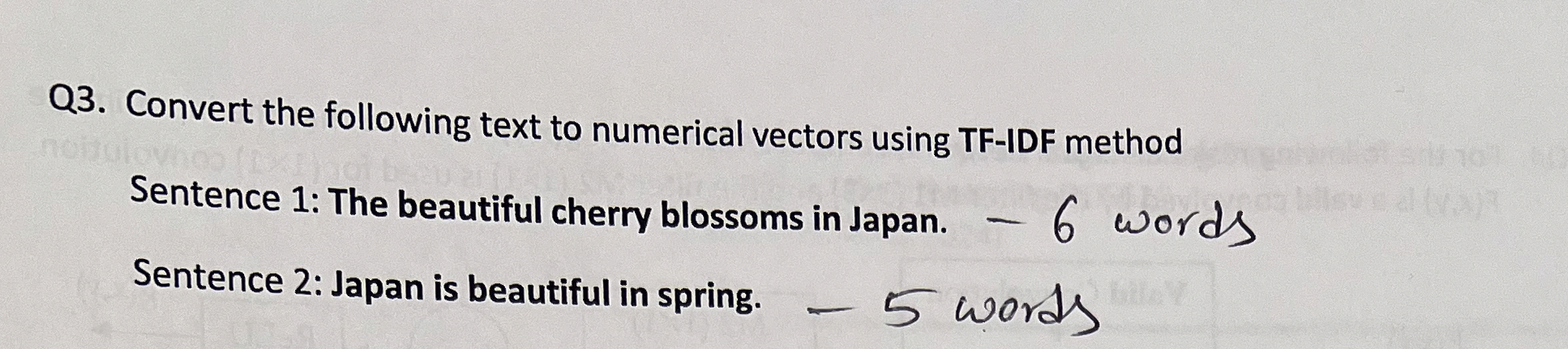Convert the following text to numerical vectors