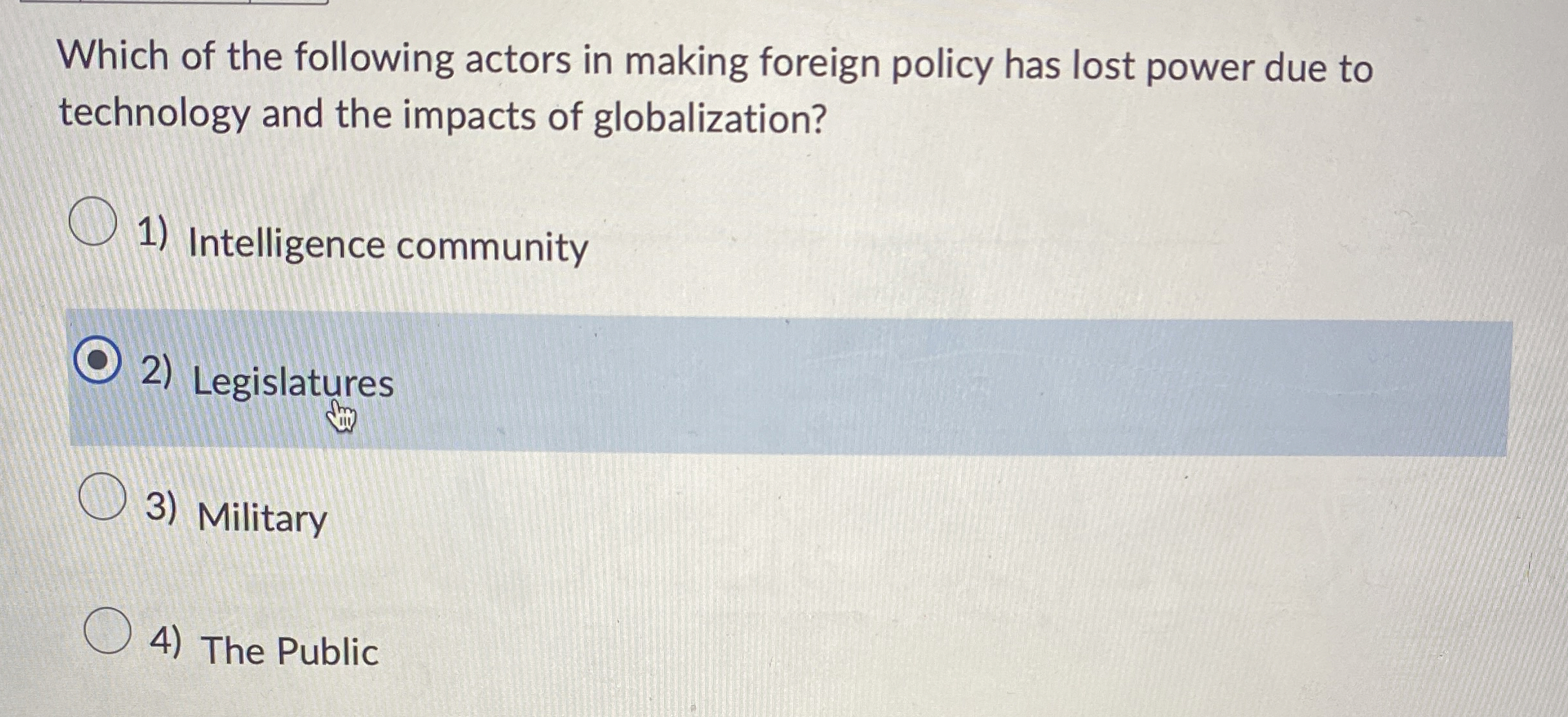 Which of the following actors in making foreign