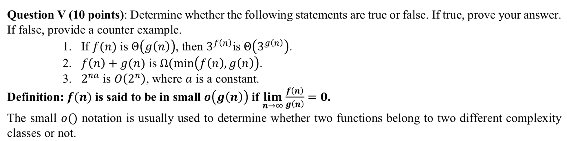 Question V ( 1 0 points ) : Determine whether the