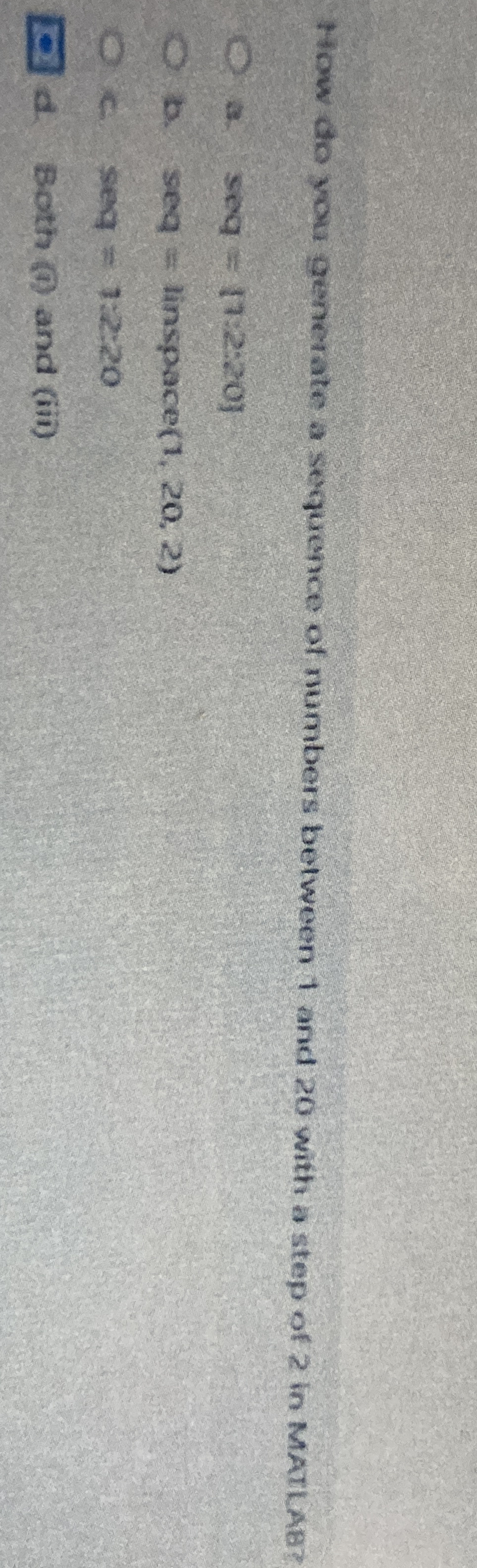 How de you gencrate a sequence of mumbers belween