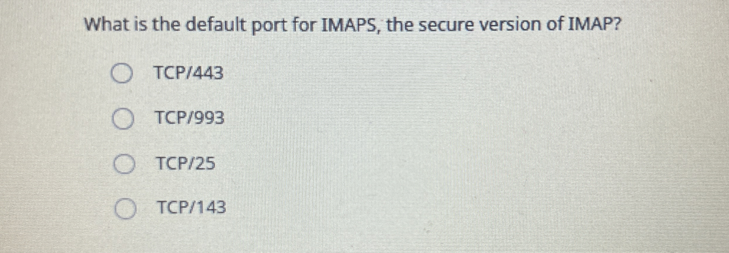 What is the default port for IMAPS, the secure
