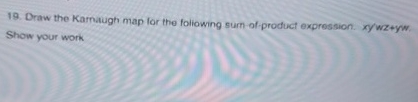 Draw the Karnaugh map for the following sum - of