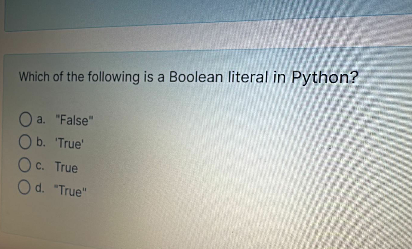 Which of the following is a Boolean literal in