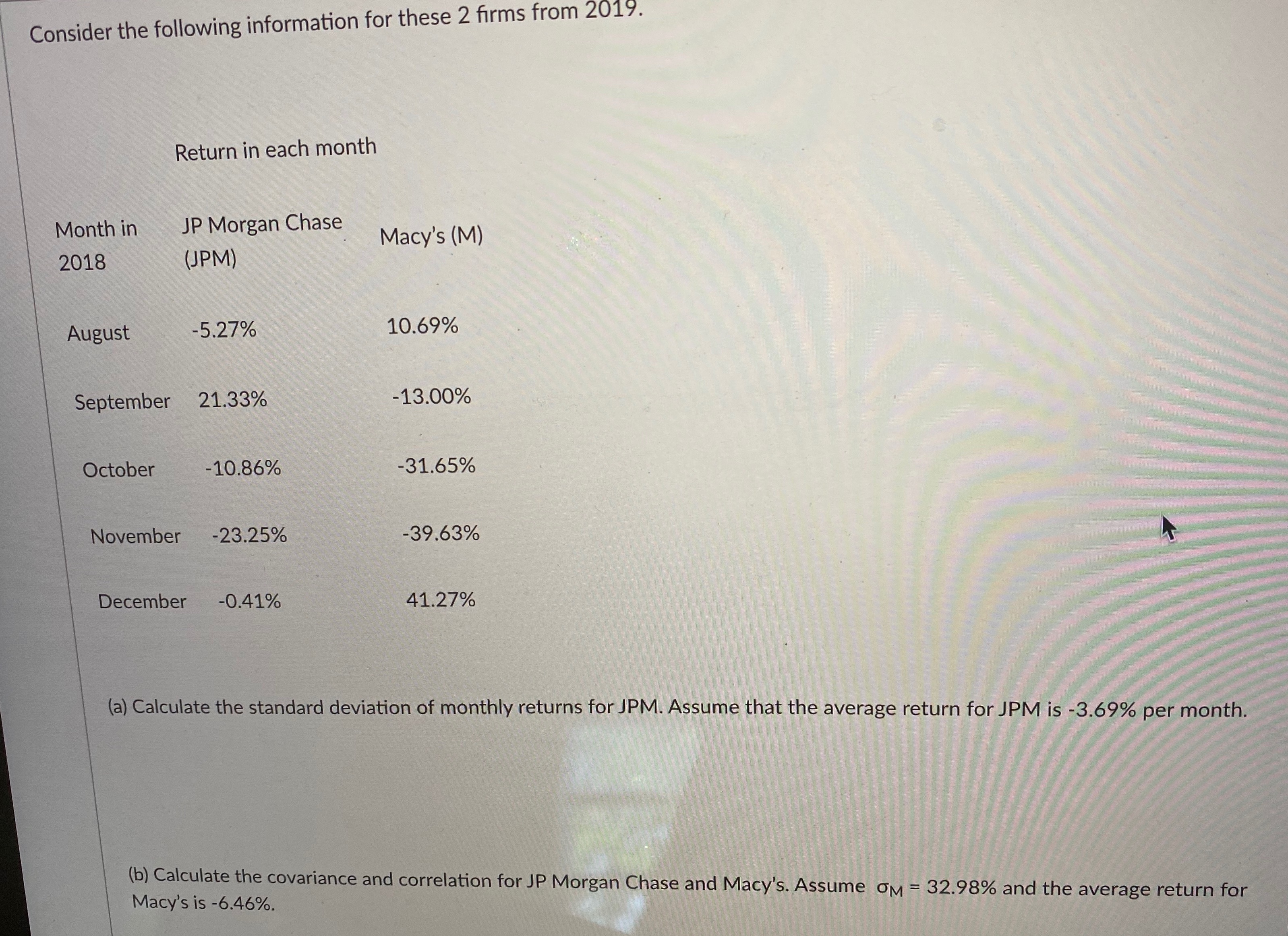 Please answer without using excel functions, or