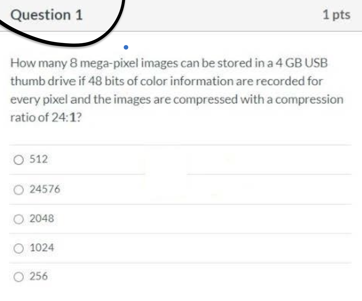 Question 1 How many 8 mega - pixel images can be