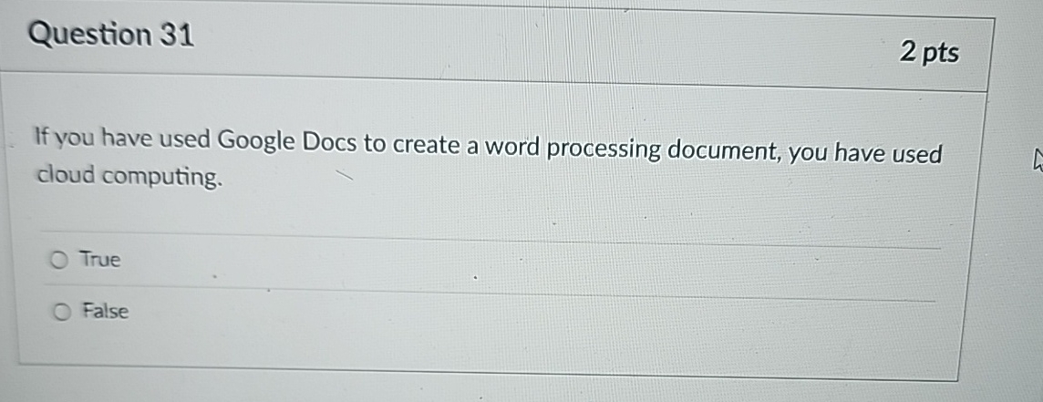 Question 3 1 2 pts If you have used Google Docs