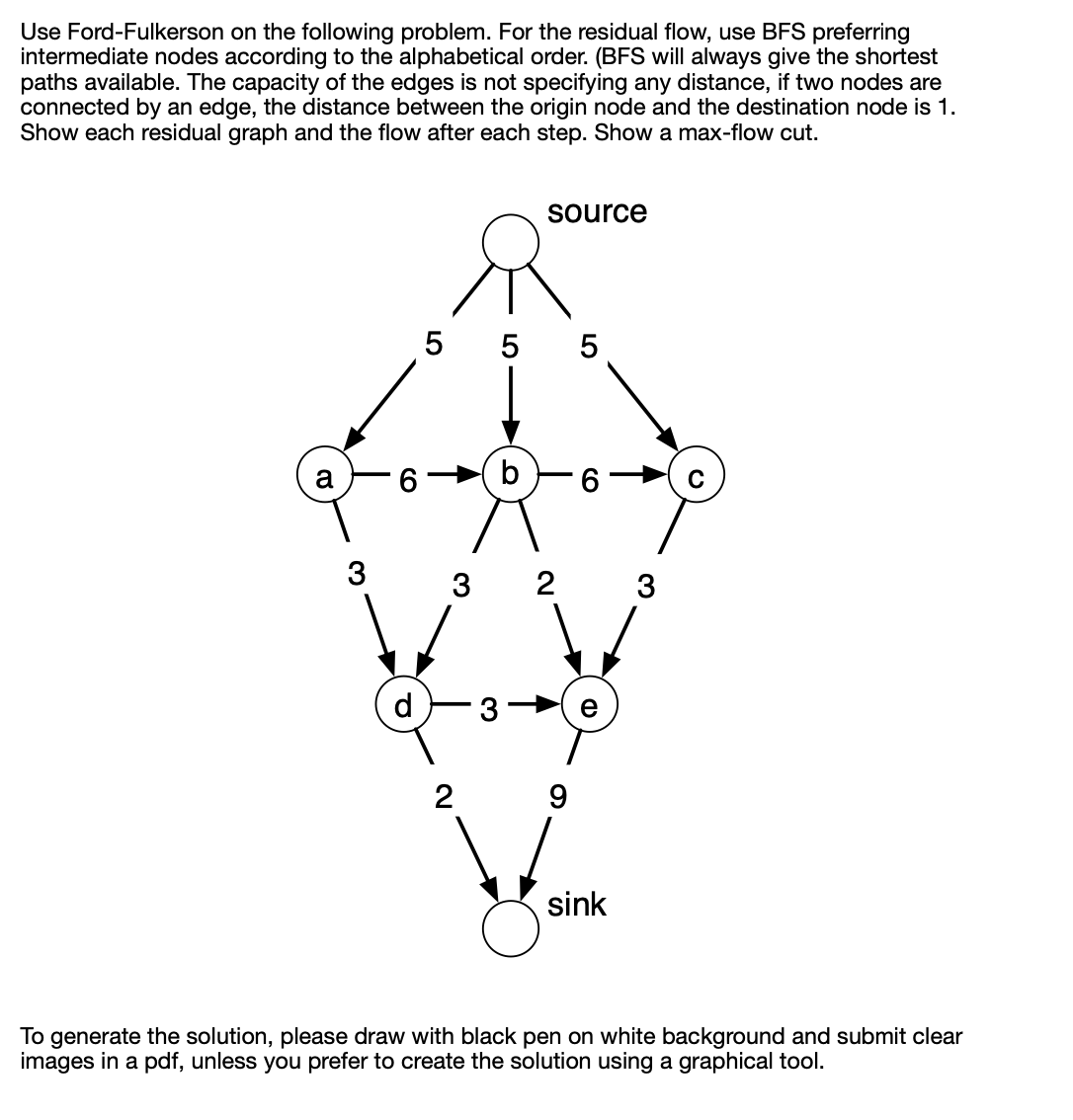 Use Ford - Fulkerson on the following problem.