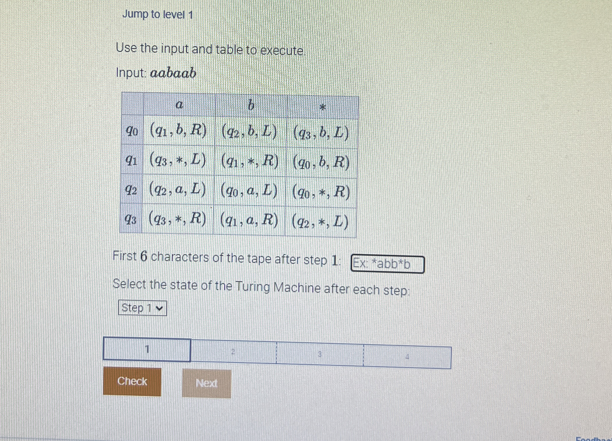 Jump to level 1 Use the input and table to