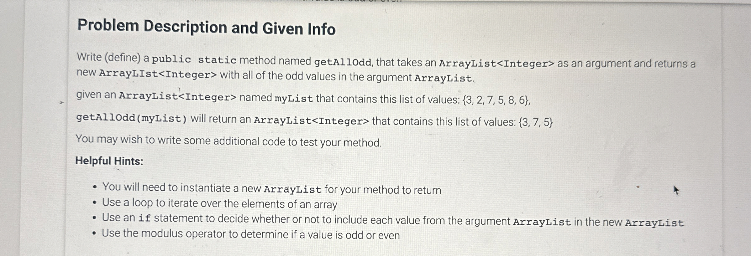 Problem Description and Given Info Write ( define