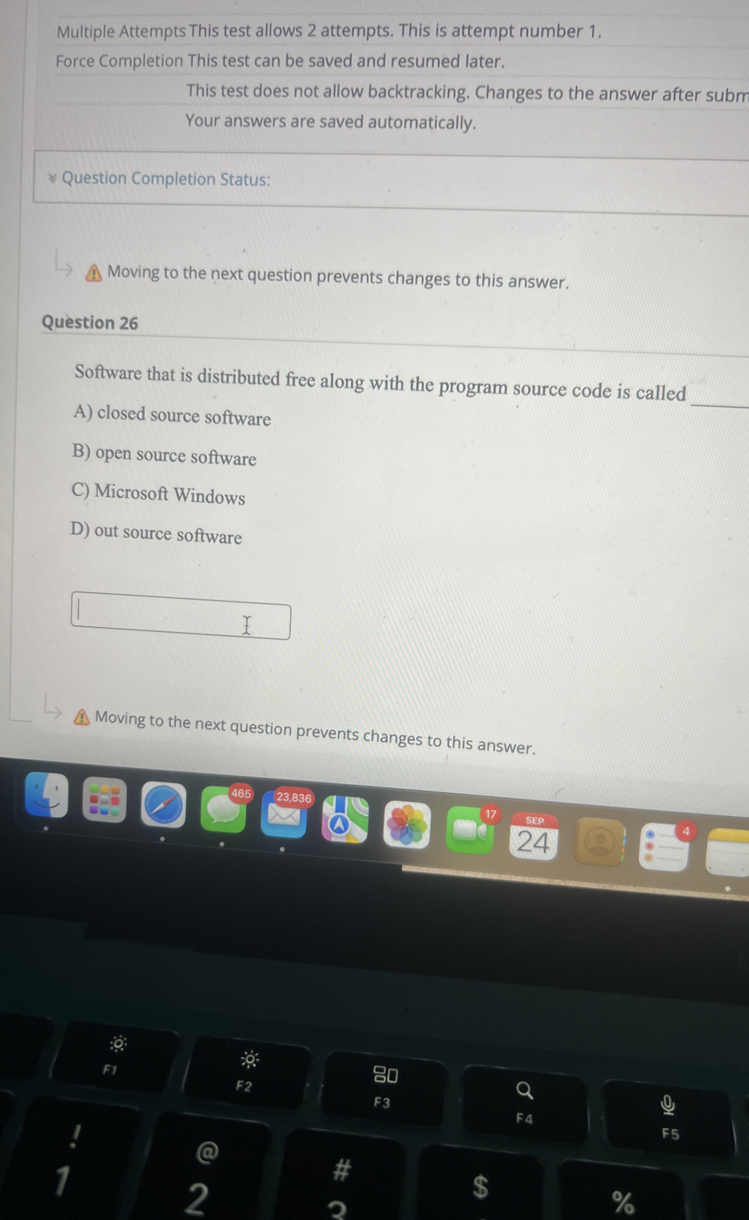 Question 2 6 Software that is distributed free