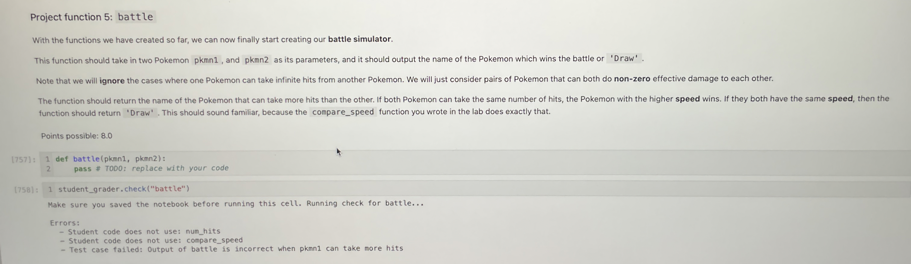 Project function 5 : battle With the functions we