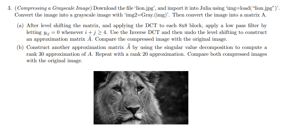 Please code this in Julia. 3 . ( Compressing a