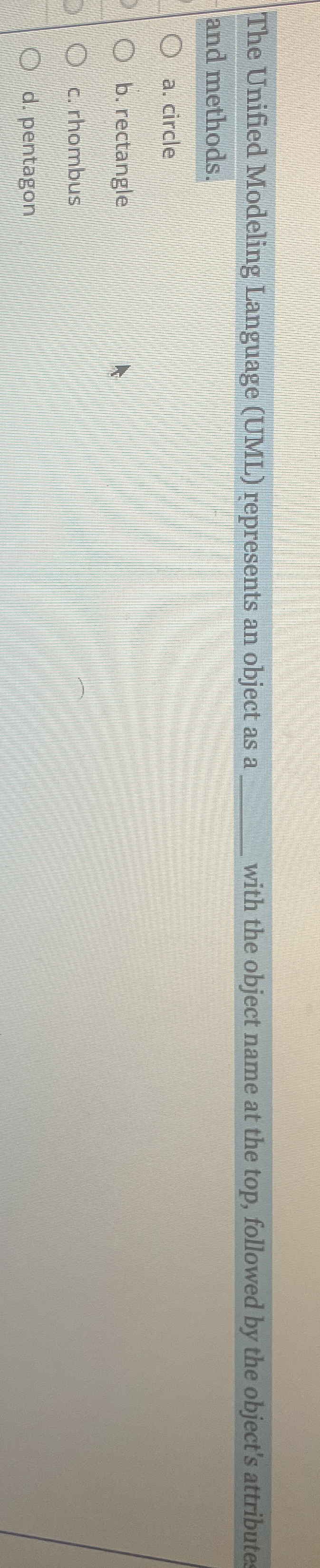 The Unified Modeling Language ( UML ) represents