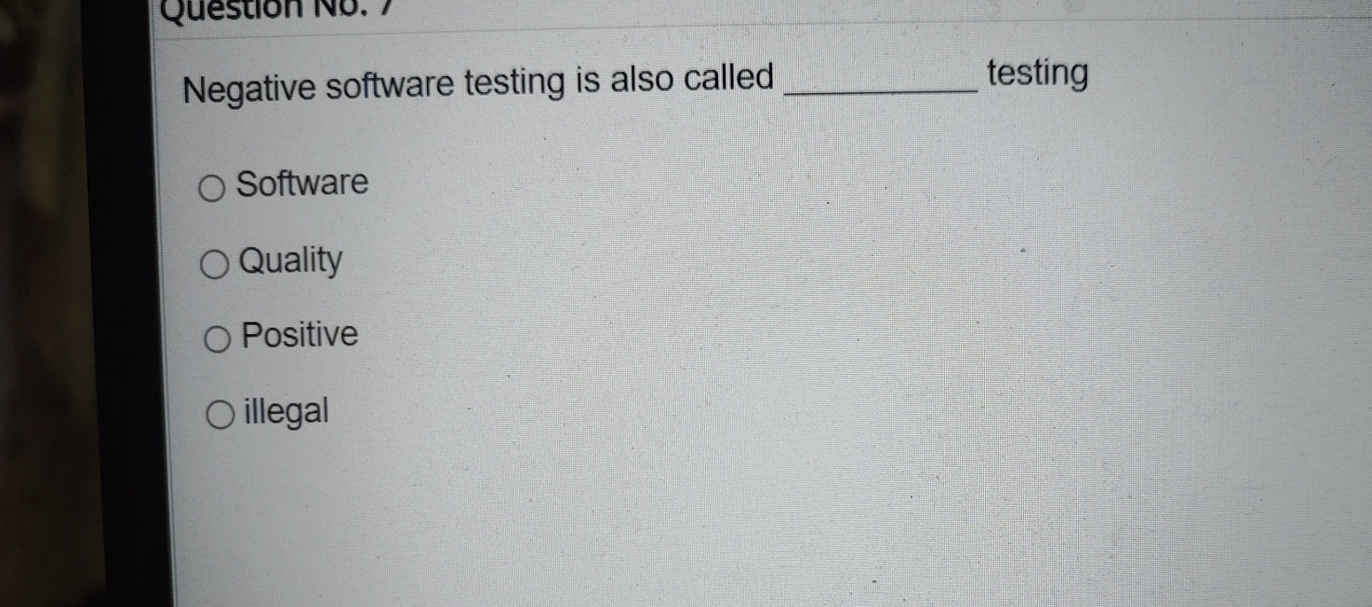 Negative software testing is also called testing