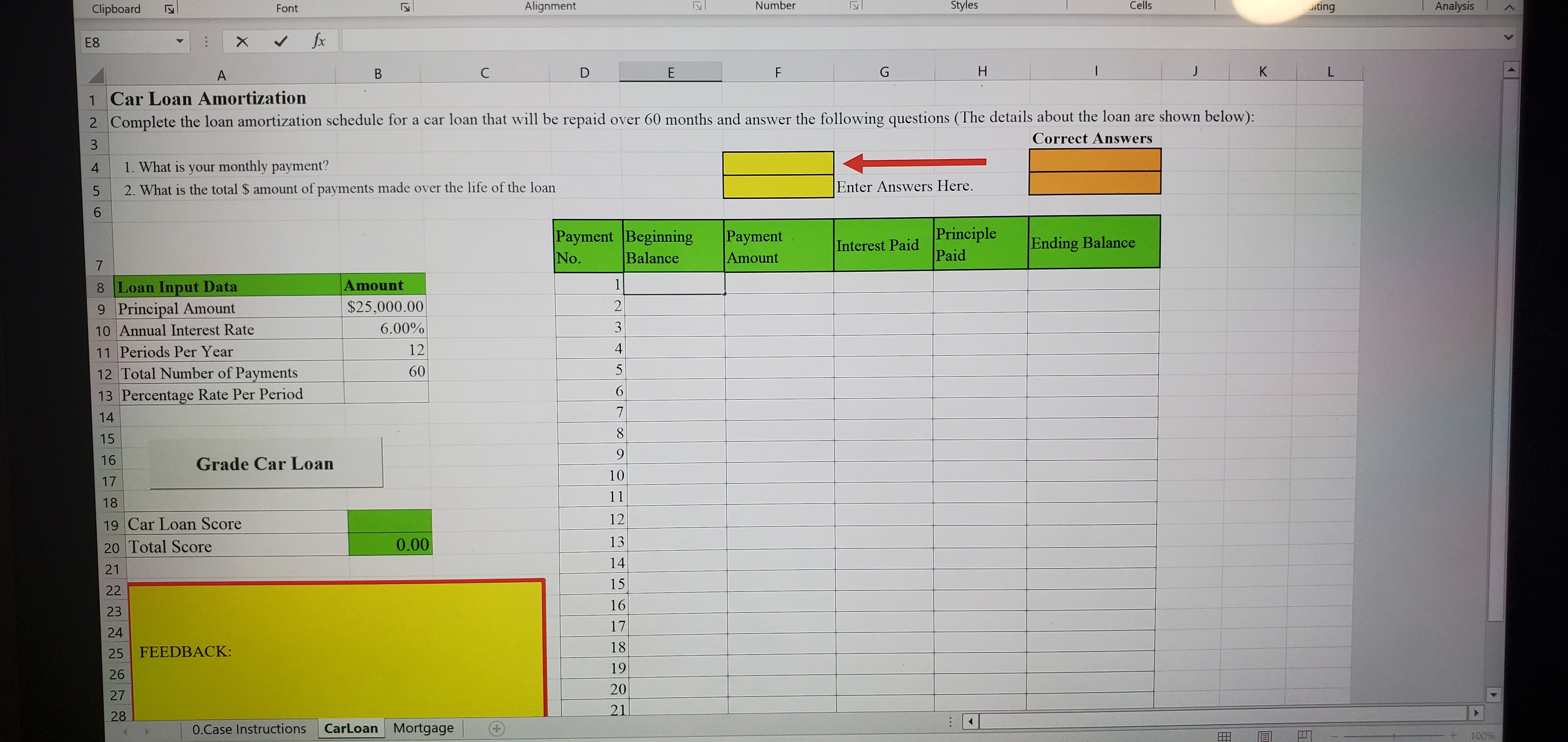 car amortization Clipboard Font Alignment Number