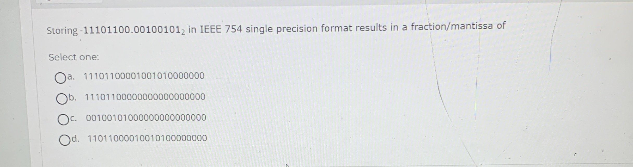 Storing - 1 1 1 0 1 1 0 0 . 0 0 1 0 0 1 0 1 2 in
