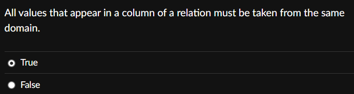 All values that appear in a column of a relation