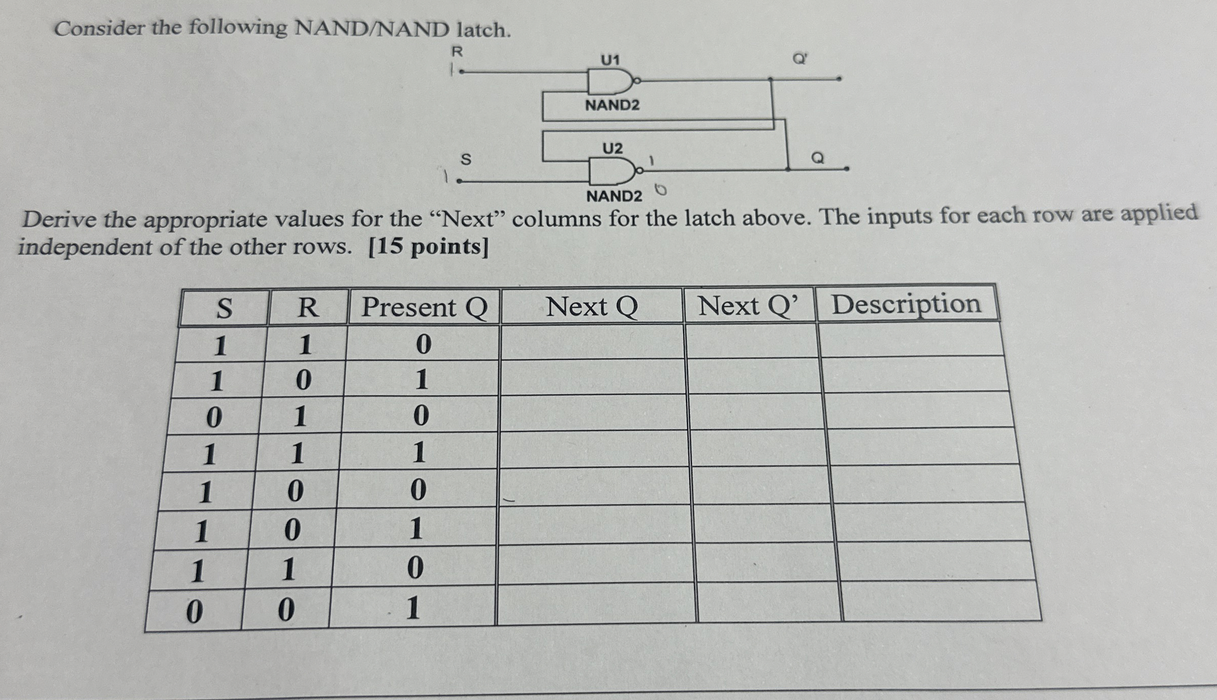 Consider the following NAND / N ? ? Derive the