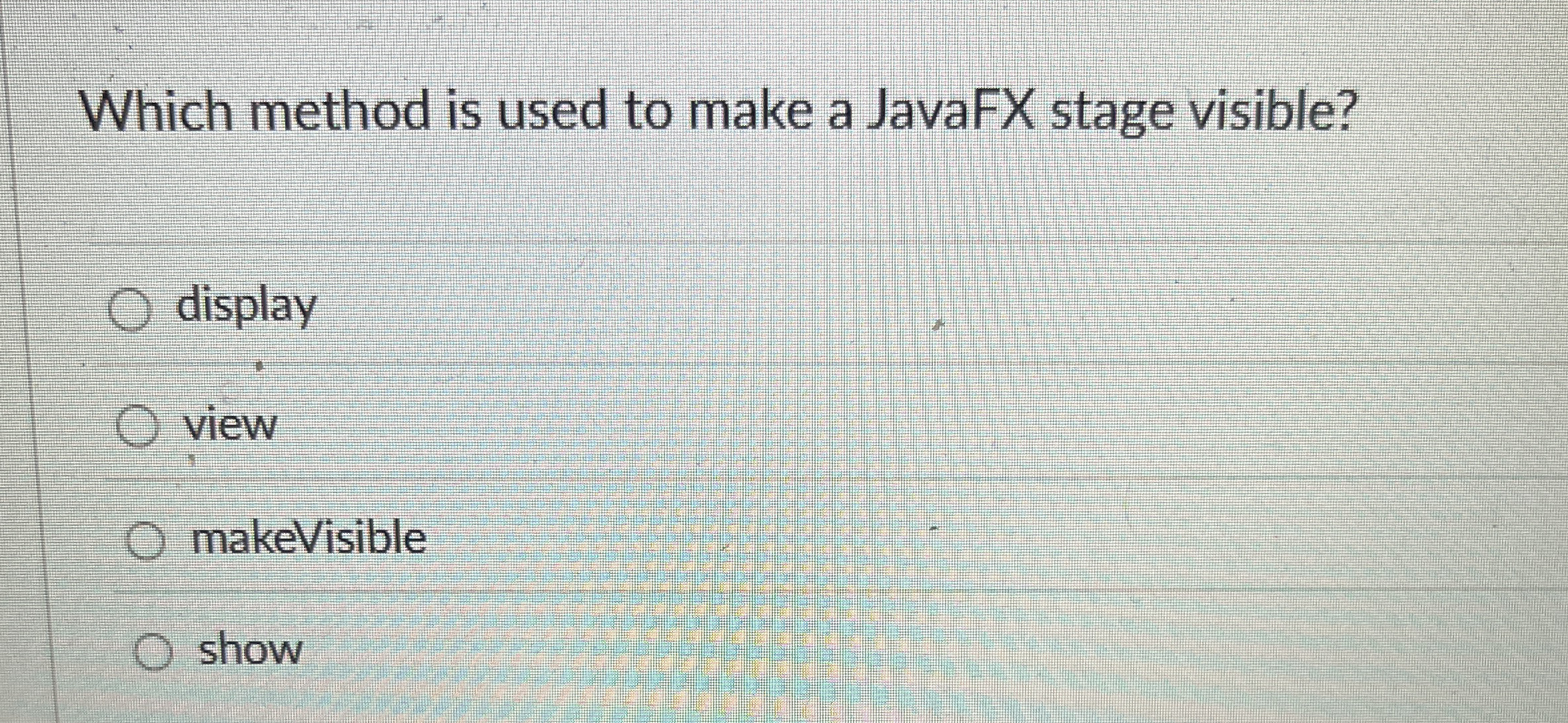 Which method is used to make a JavaFX stage