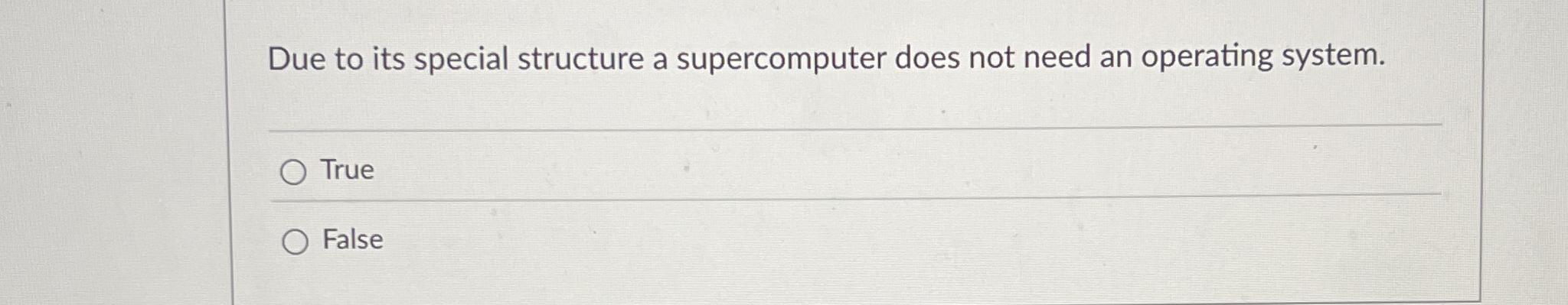 Due to its special structure a supercomputer does